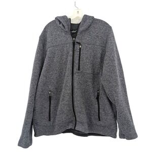 Black Rivet Hooded Fleece Jacket Full Zip Gray XXL